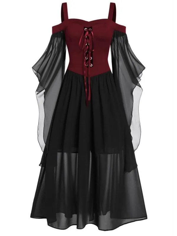 1950s Halloween Witch Transparent Sleeves Strap Dress made by Retro Stage