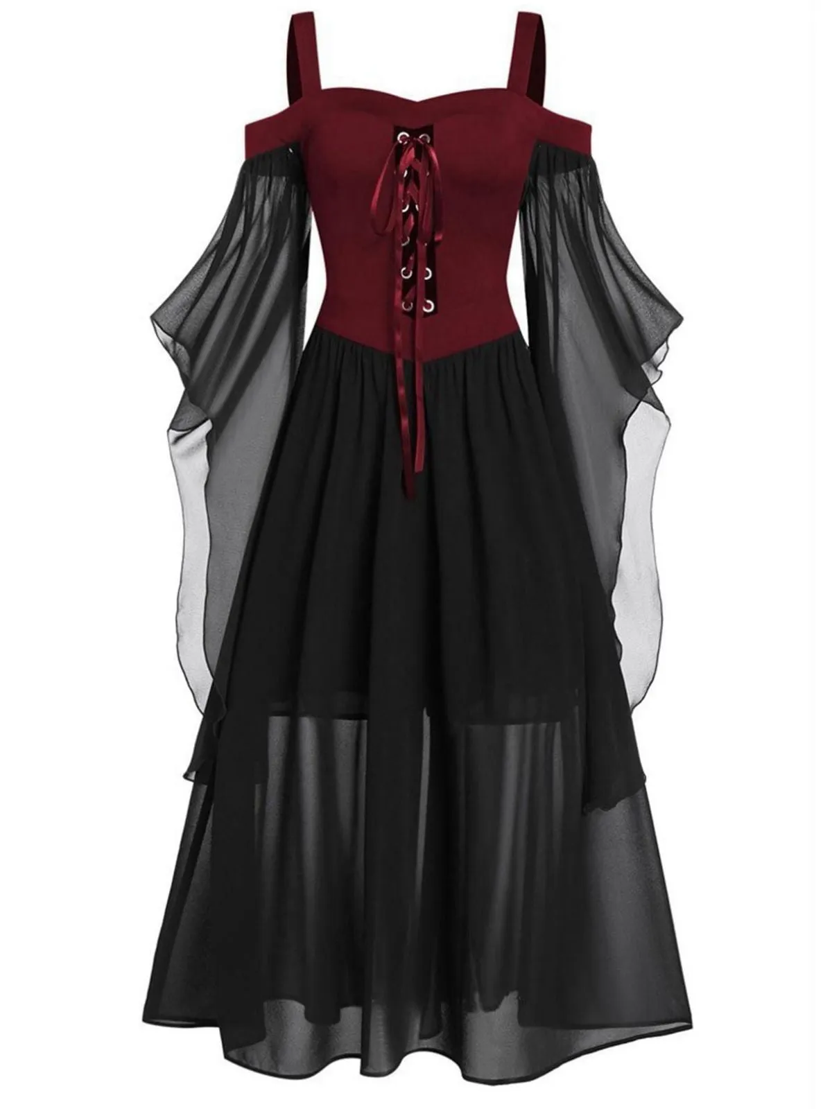 1950s Halloween Witch Transparent Sleeves Strap Dress sold by Retro Stage