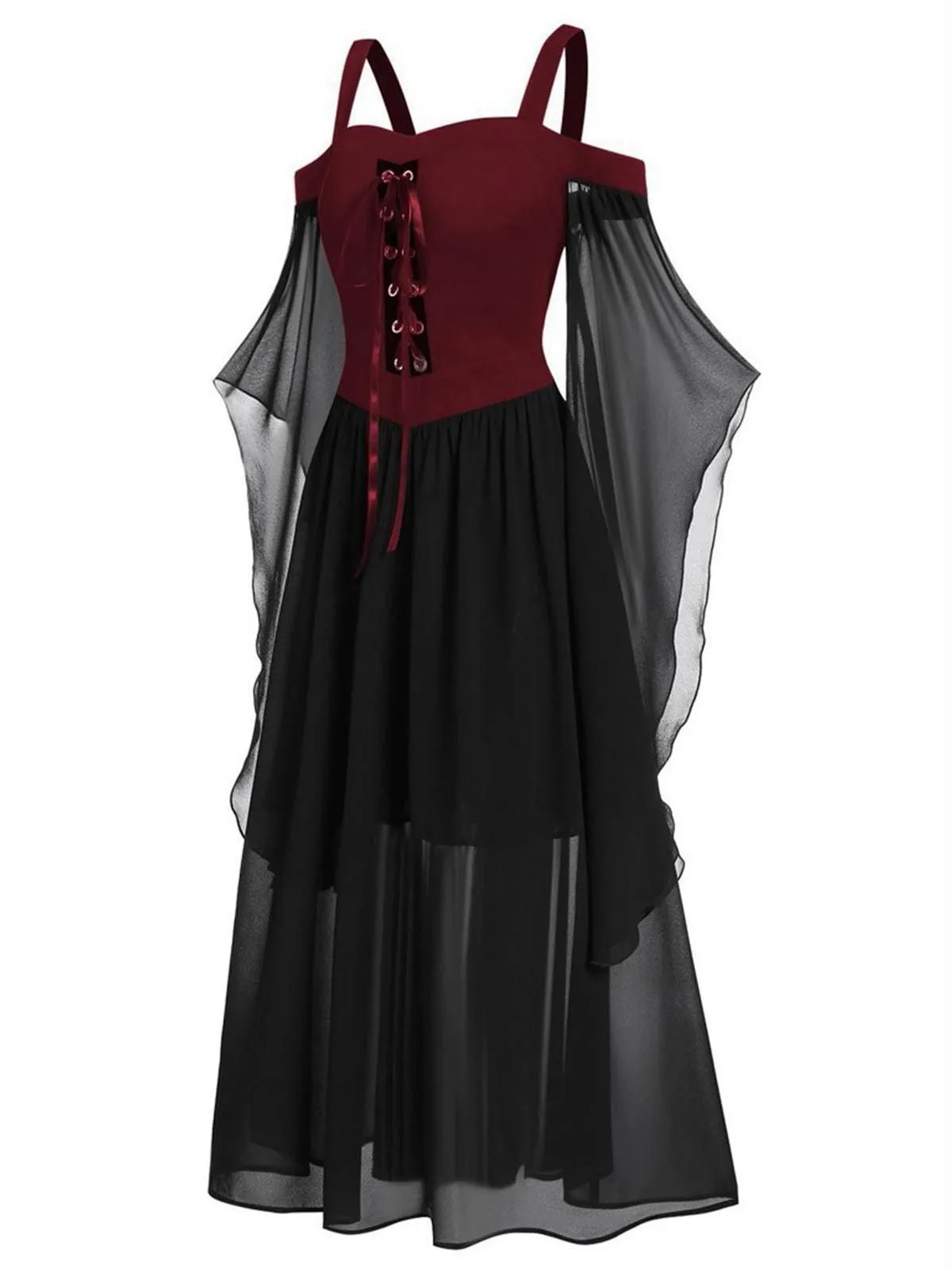 1950s Halloween Witch Transparent Sleeves Strap Dress sold by Retro Stage product image thumbnail 2