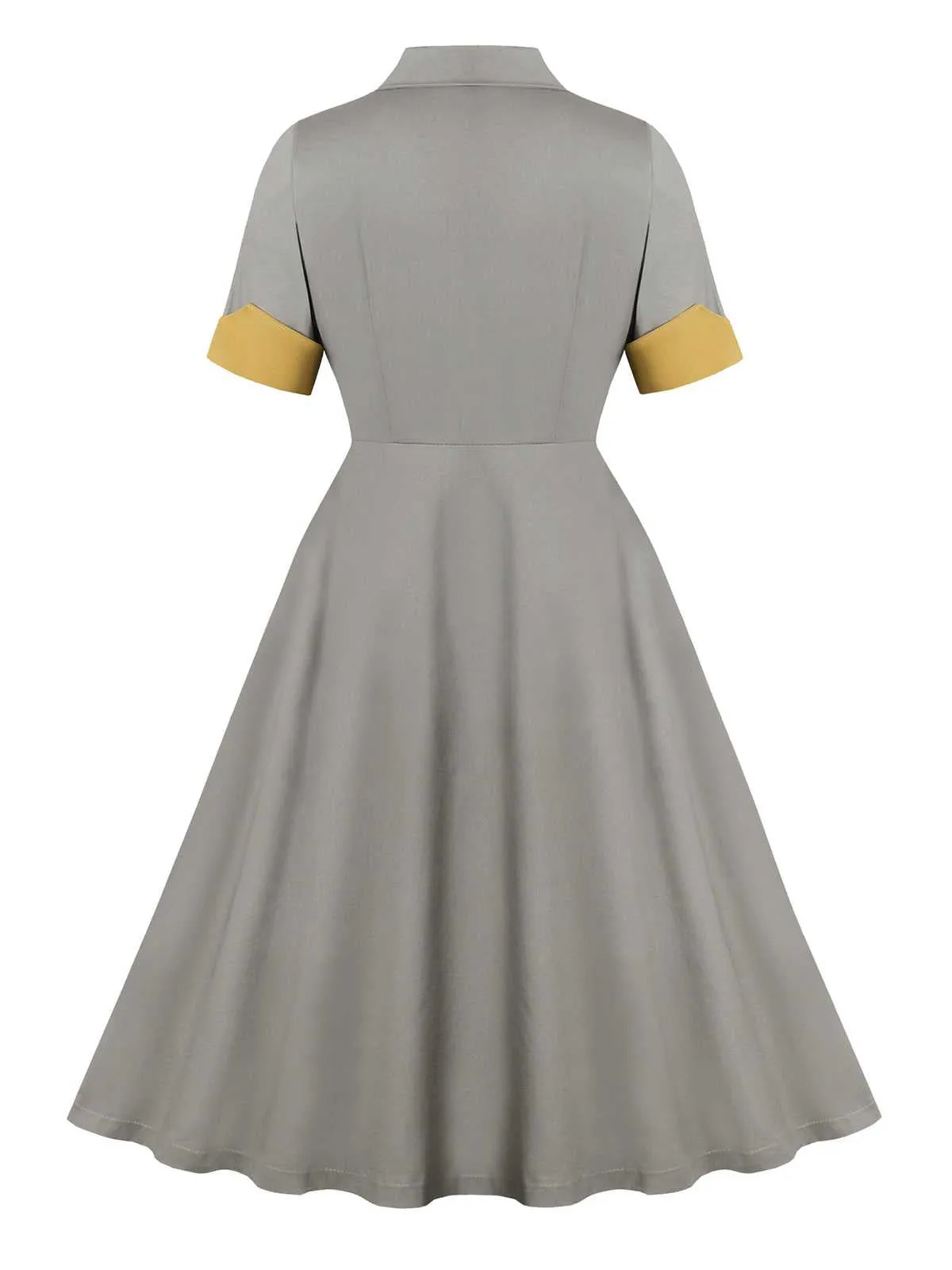 Gray 1950s Lapel Pocketed Swing Dress sold by Retro Stage product image thumbnail 2