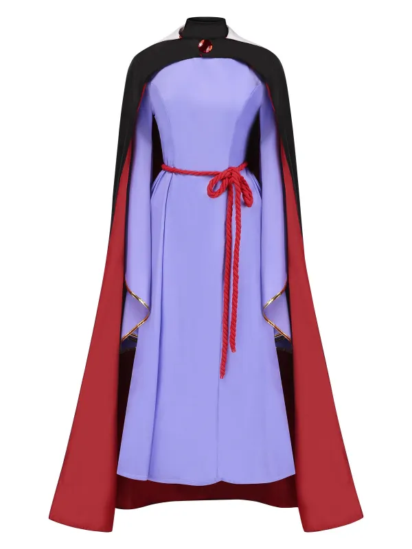 2PCS Purple 1940s Evil Queen Dress & Long Cloak made by Retro Stage