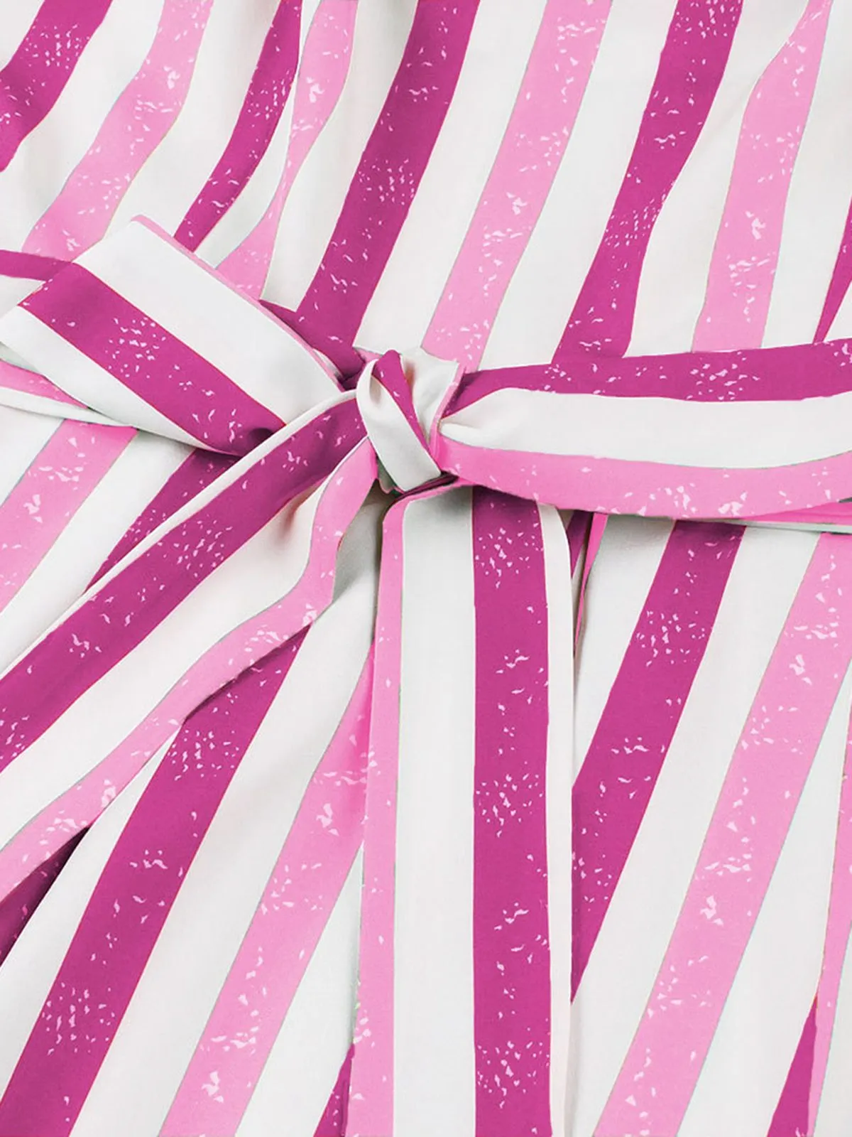 Pink 1950s Shoulder Tie Belted Stripes Dress sold by Retro Stage product image thumbnail 3