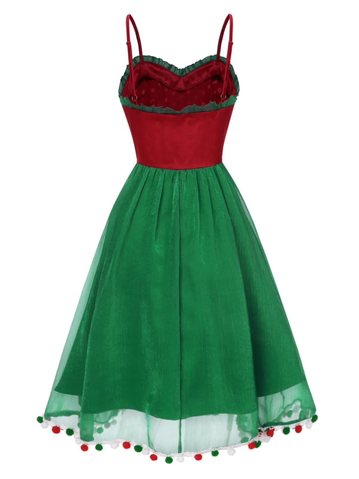 Red 1950s Christmas Polka Dot Mesh Dress sold by Retro Stage product image thumbnail 4