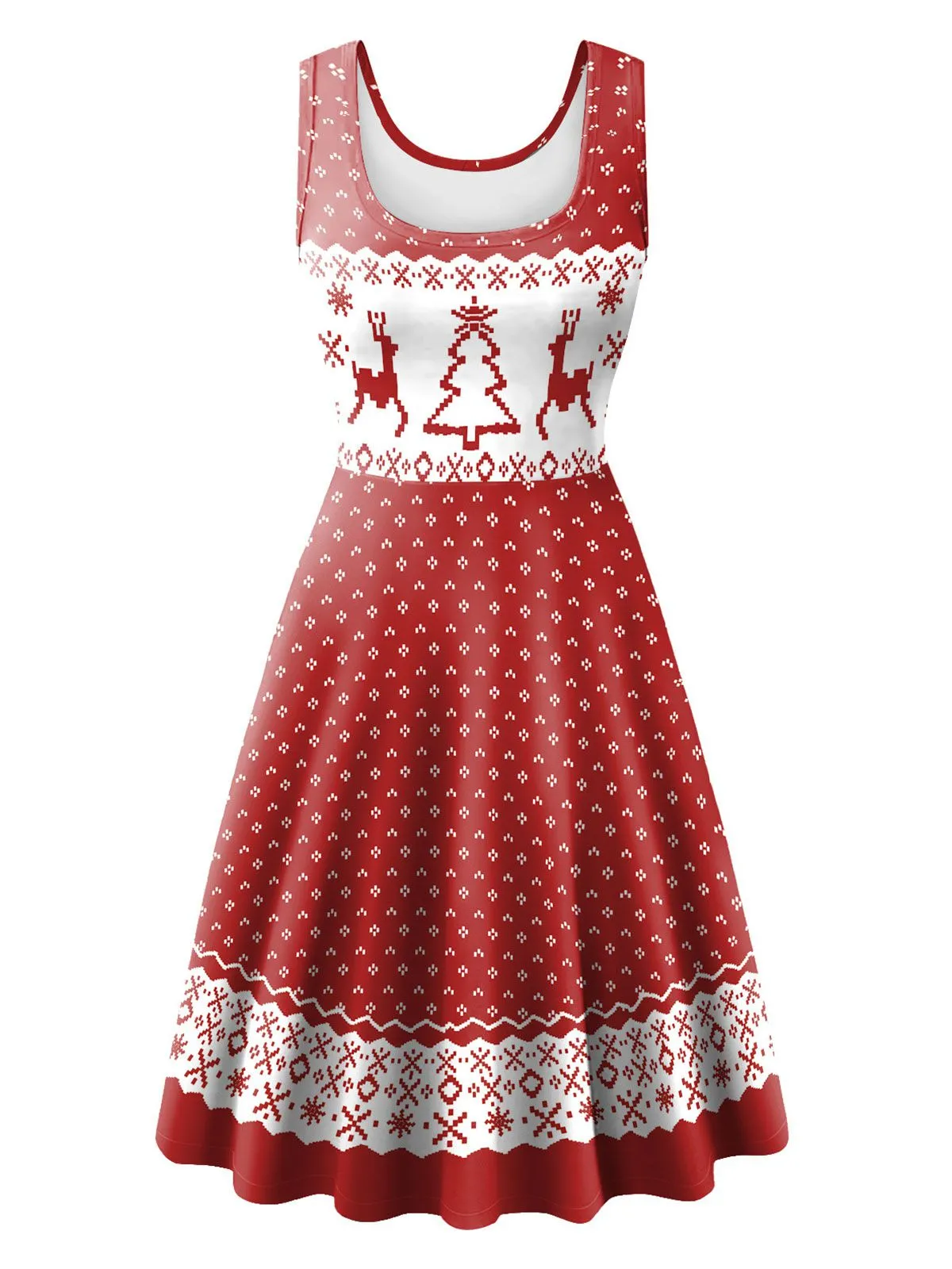 1950s Christmas Print Knitted Sleeveless Dress sold by Retro Stage product image thumbnail 3