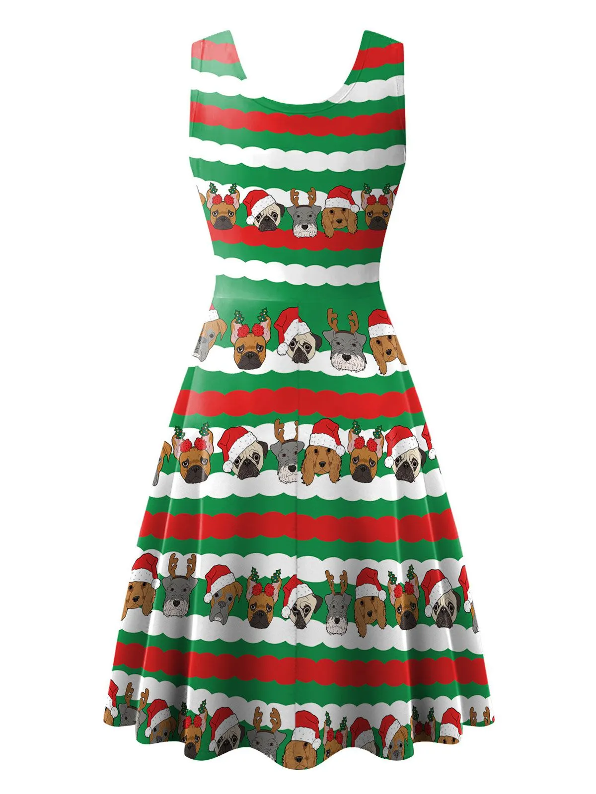 1950s Christmas Print Knitted Sleeveless Dress sold by Retro Stage product image thumbnail 2