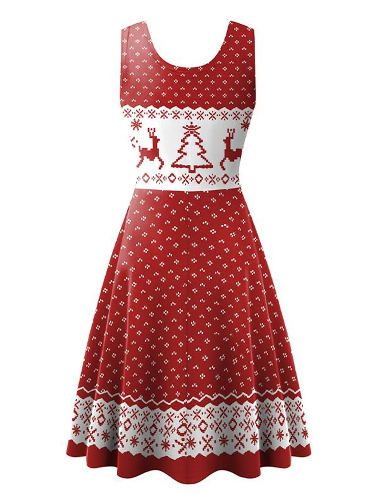 1950s Christmas Print Knitted Sleeveless Dress sold by Retro Stage product image thumbnail 4
