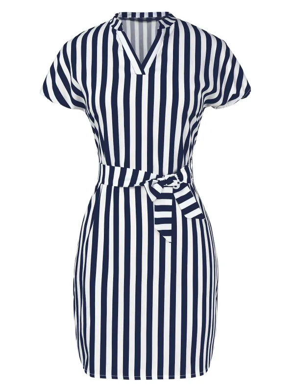 1960s Cap Sleeve Vertical Stripe Pencil Dress made by Retro Stage