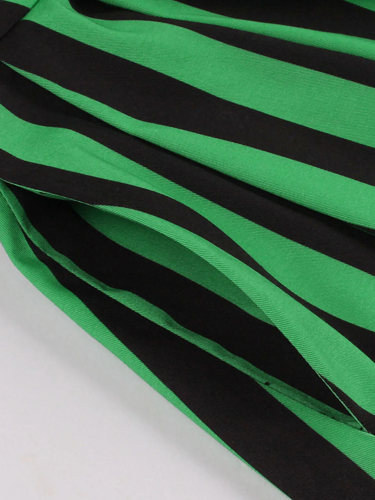 Green 1950s Tie Neck Button Black Stripes Dress sold by Retro Stage product image thumbnail 5
