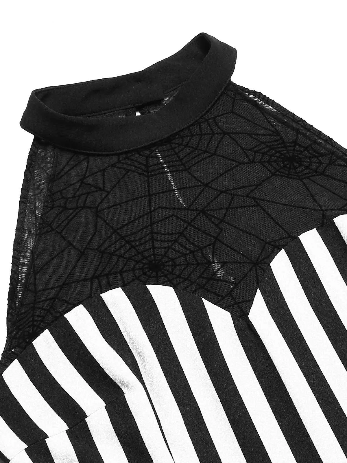 Black 1930s Spiderweb Mesh Stripe Fishtail Dress sold by Retro Stage product image thumbnail 5