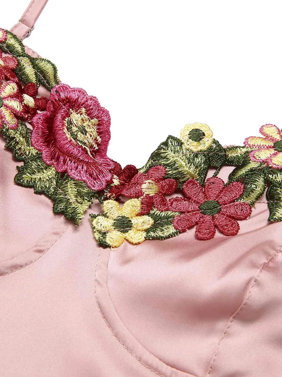 Pink 1950s Flower Embroidered Suspender Nightgown sold by Retro Stage product image thumbnail 4