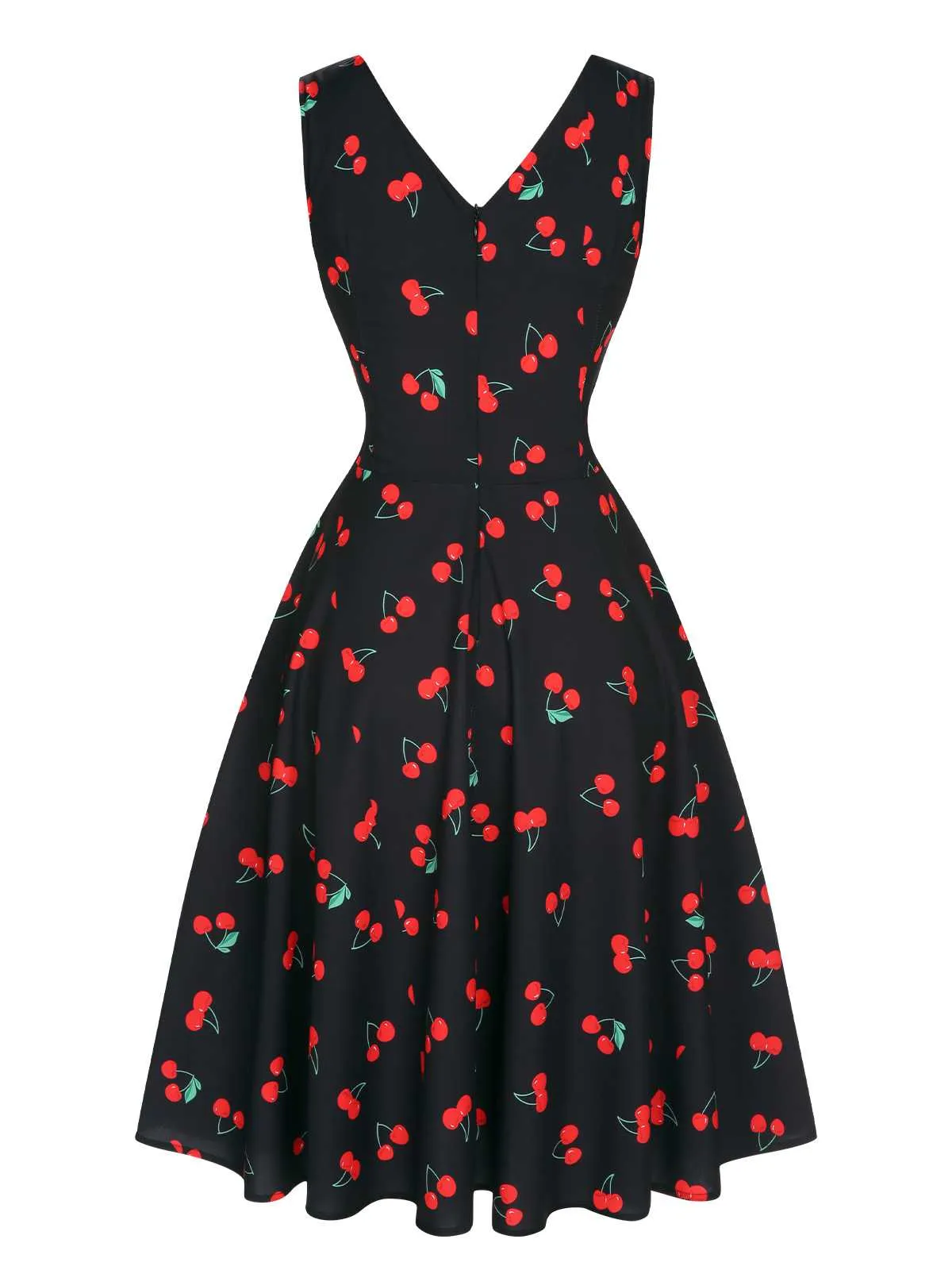 Black 1950s Cherry Sleeveless Dress sold by Retro Stage product image thumbnail 3