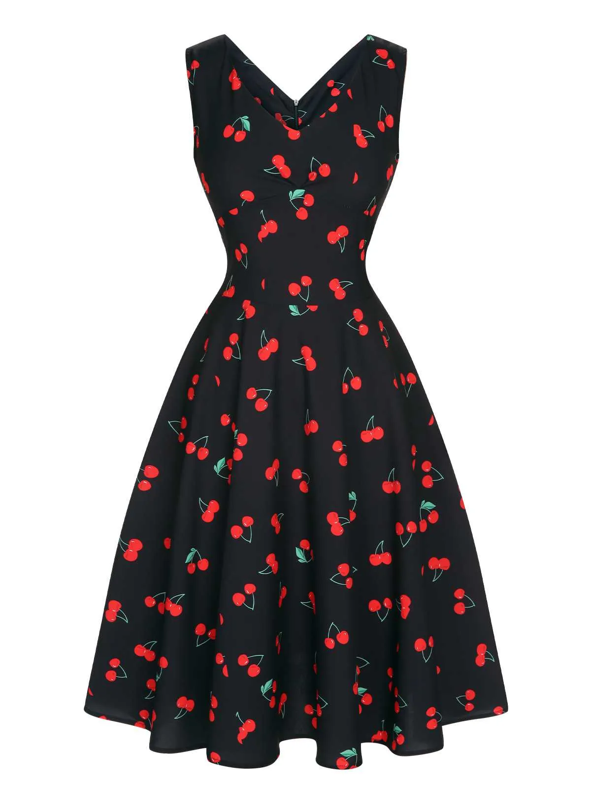 Black 1950s Cherry Sleeveless Dress sold by Retro Stage