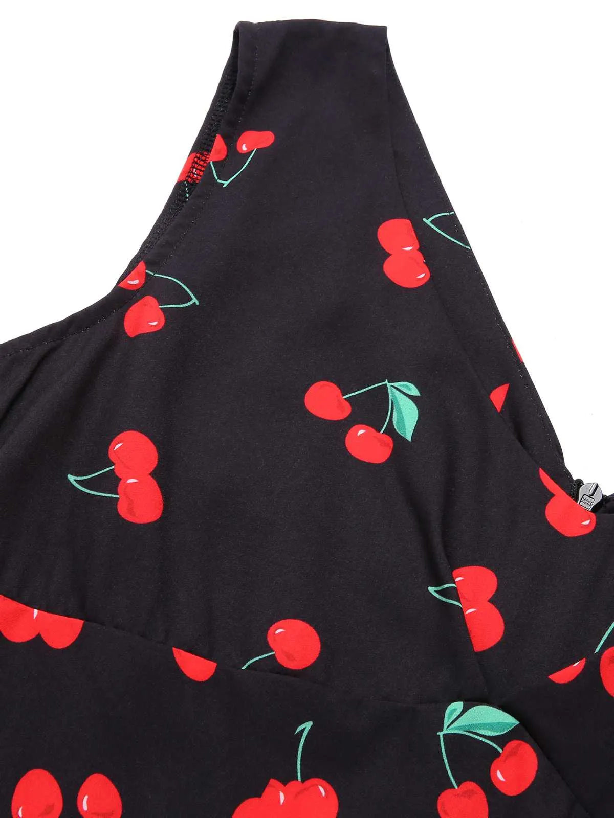 Black 1950s Cherry Sleeveless Dress sold by Retro Stage product image thumbnail 4