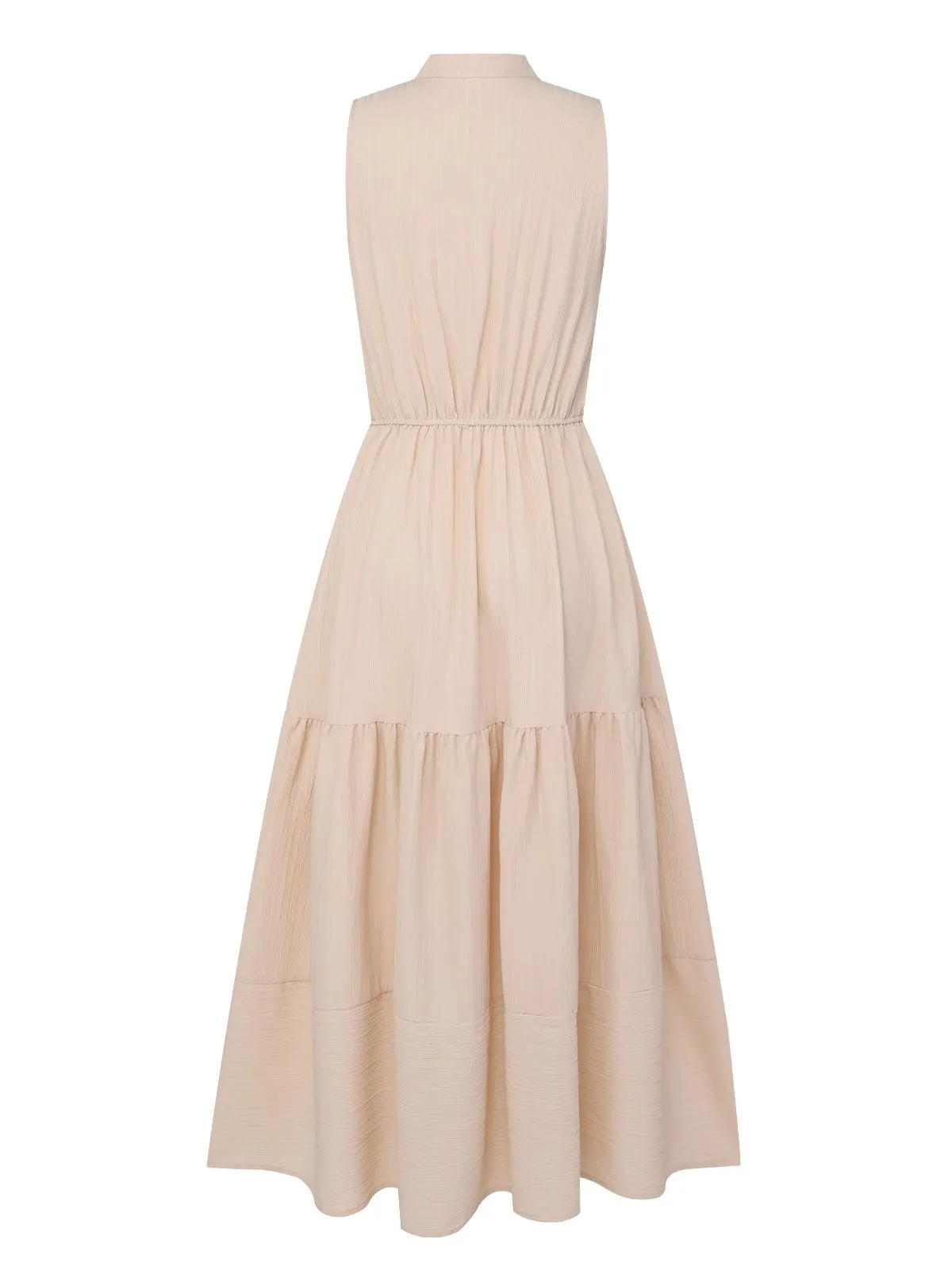 Beige 1940s Solid Stand Collar V-Neck Dress sold by Retro Stage product image thumbnail 3