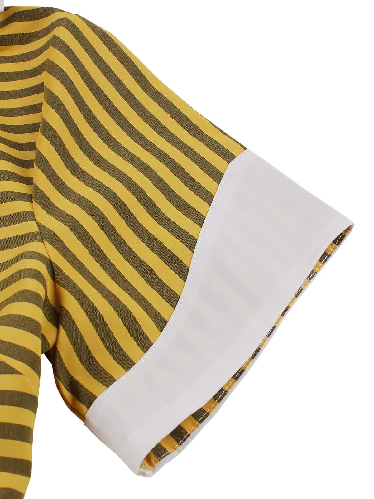 Yellow 1950s Bow Striped Swing Dress sold by Retro Stage product image thumbnail 4