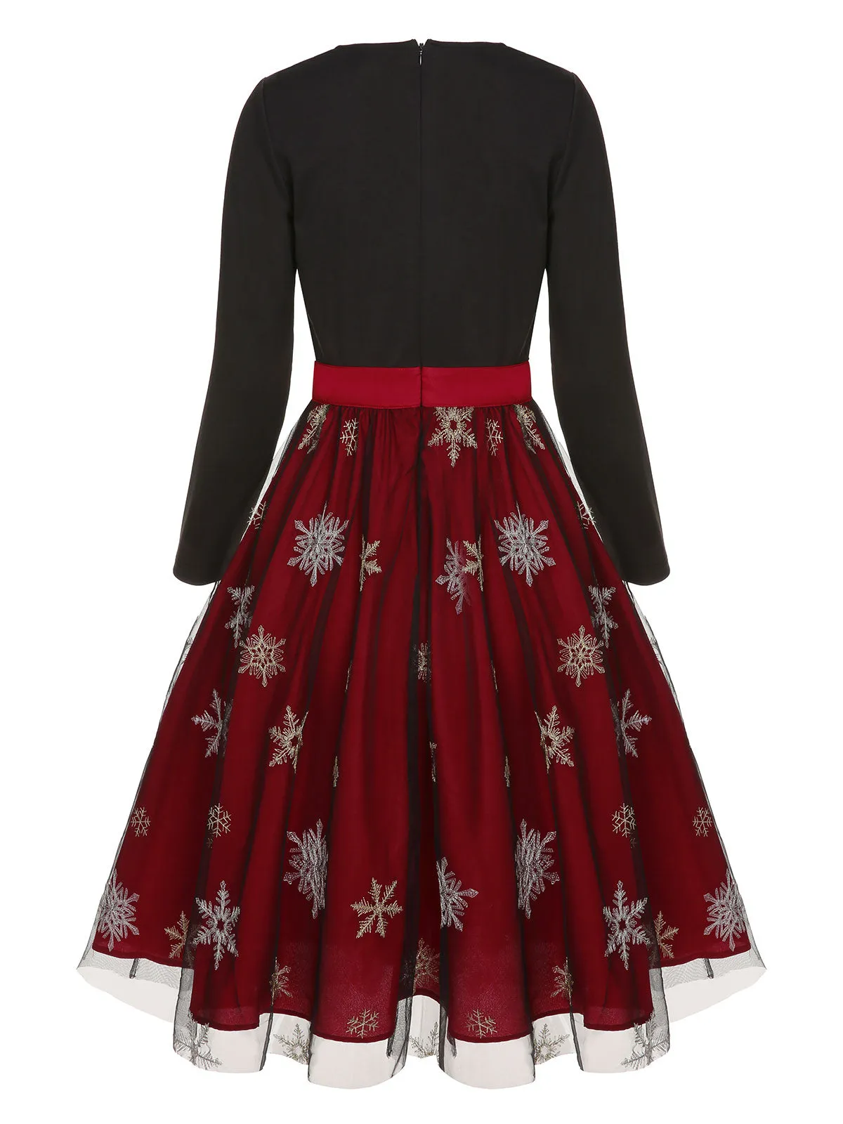 Black&Red 1950s Christmas Snowflake Mesh Dress sold by Retro Stage product image thumbnail 4