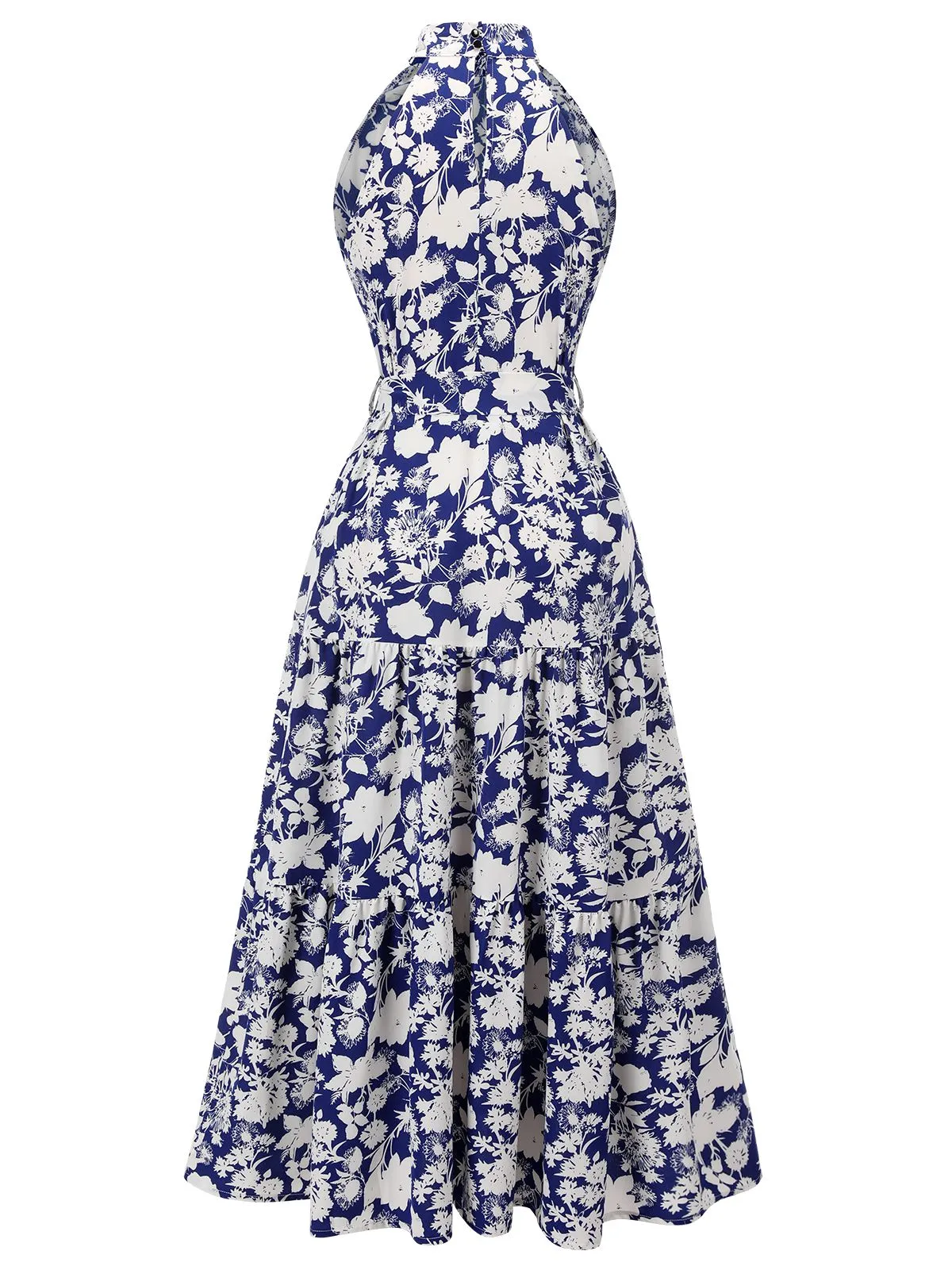 Blue 1930s Stand Collar Floral Dress sold by Retro Stage product image thumbnail 2