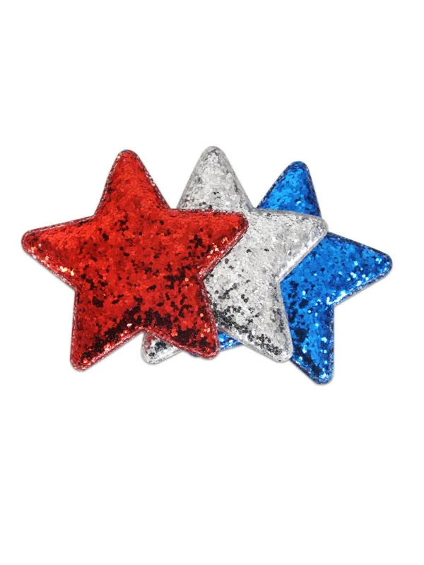 Red & Blue & White Sequined Star Hair Clip made by Retro Stage
