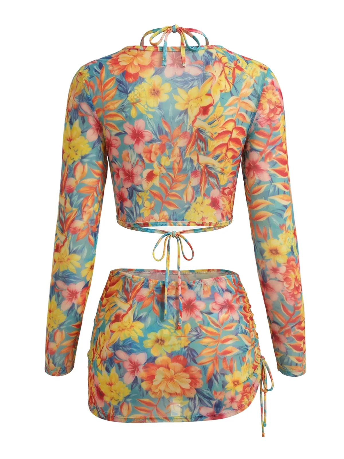 1960s Halter Floral Bikini Set & Mesh Long Sleeve Cover-Up sold by Retro Stage product image thumbnail 3