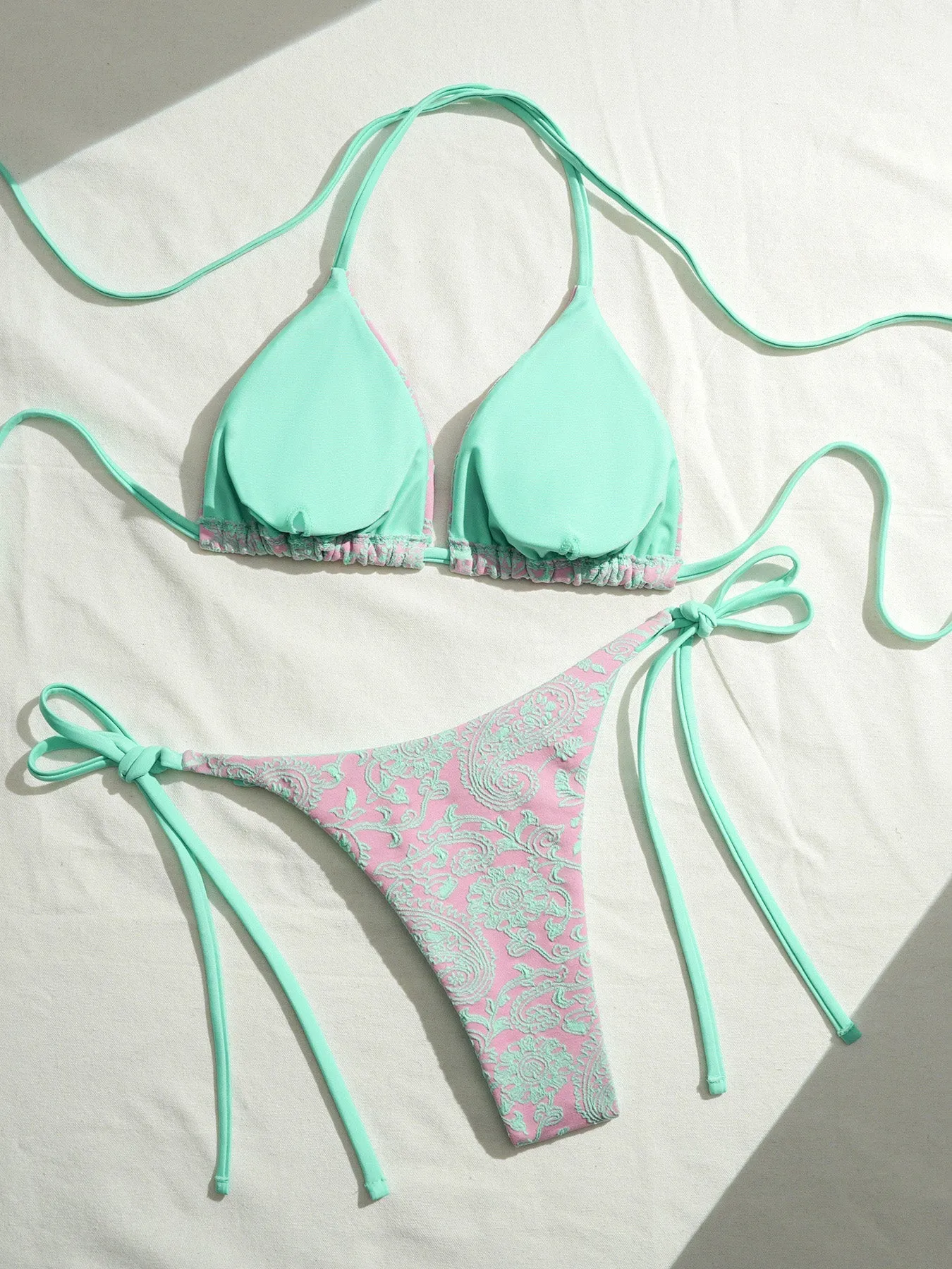 1980s Paisley Print Halter Tie Bikini Set sold by Retro Stage product image thumbnail 3