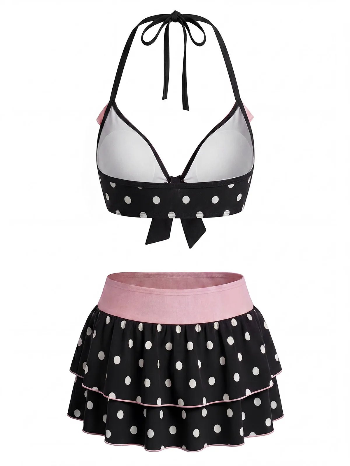 Black 1940s Polka Dot Halter Bikini Set sold by Retro Stage product image thumbnail 3