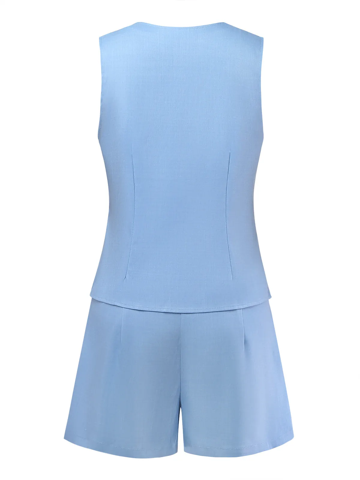 2PCS Blue 1950s V-Neck Sleeveless Bow Vest & Shorts sold by Retro Stage product image thumbnail 3