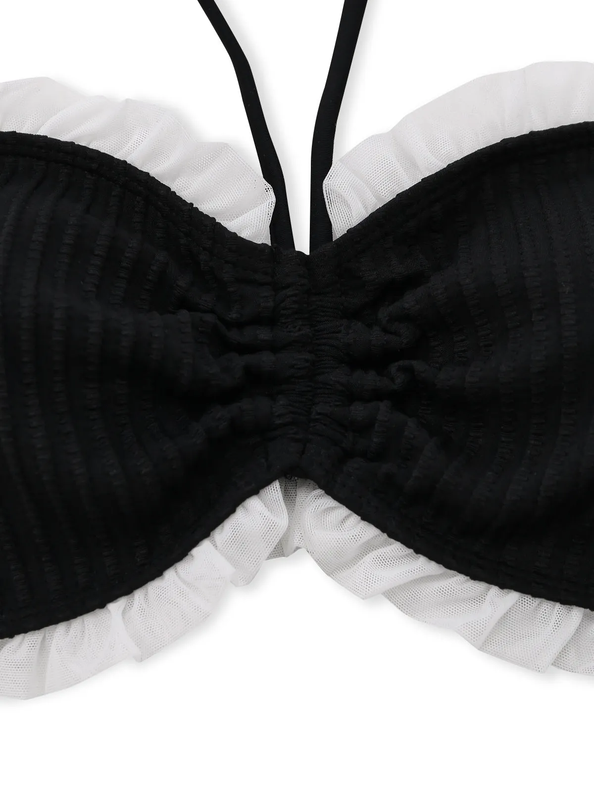 Black 1970s Strapless Contrast Ruffle Trim Bikini Set sold by Retro Stage product image thumbnail 4