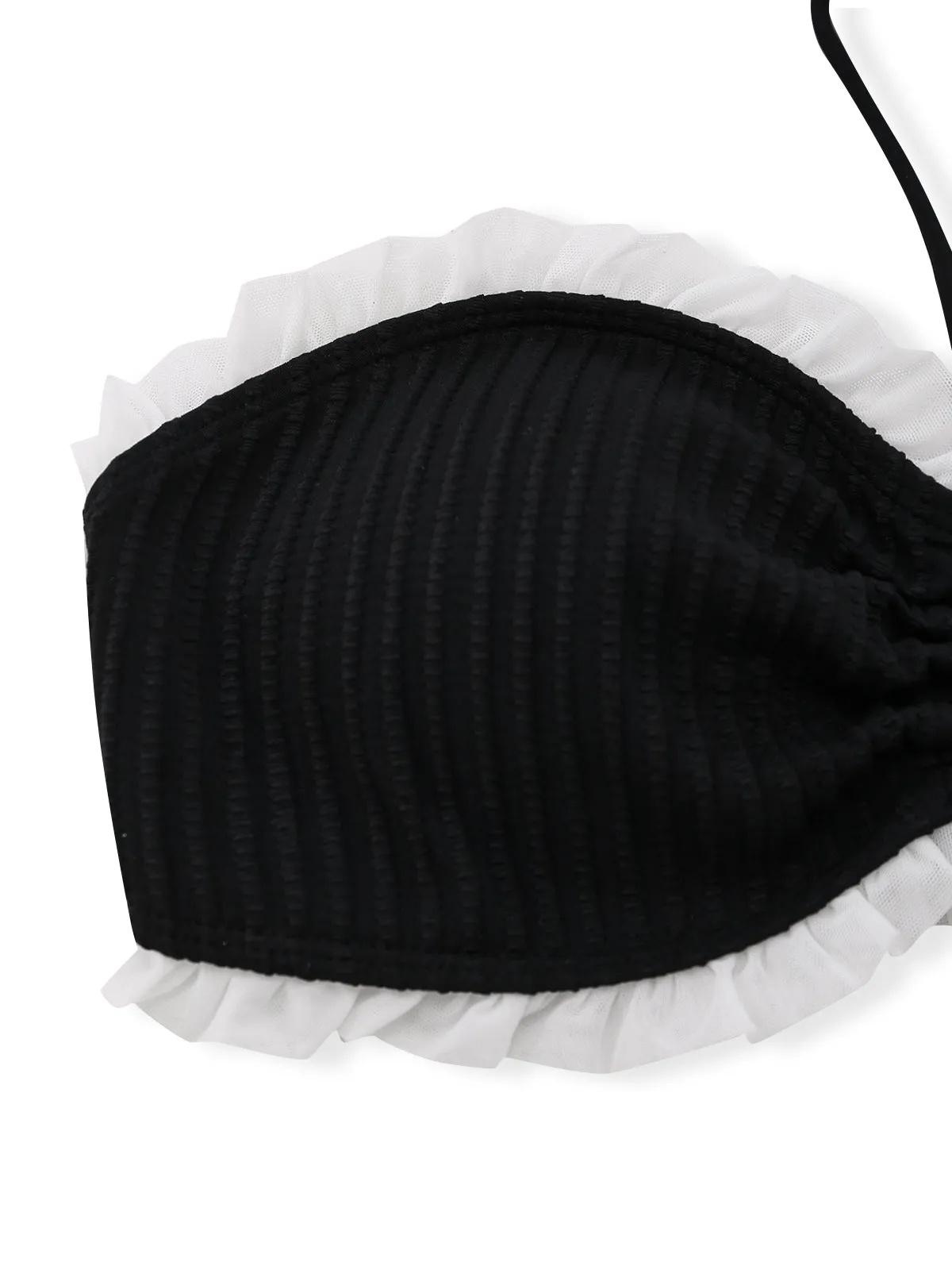 Black 1970s Strapless Contrast Ruffle Trim Bikini Set sold by Retro Stage product image thumbnail 5