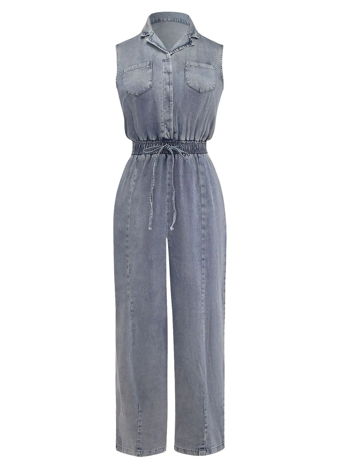 Blue 1970s Western Denim Belted Jumpsuit sold by Retro Stage product image thumbnail 2