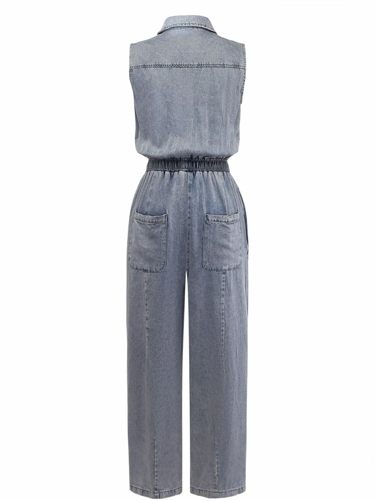 Blue 1970s Western Denim Belted Jumpsuit sold by Retro Stage product image thumbnail 3