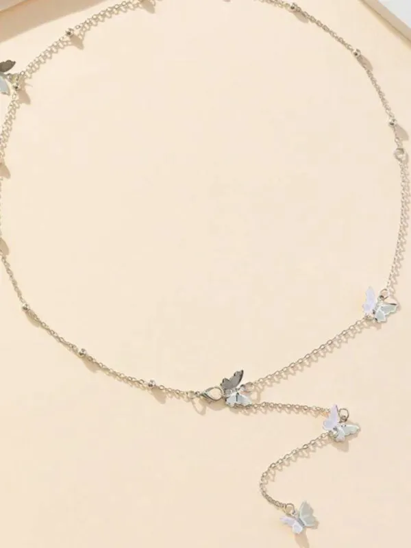 Silver Butterfly Dainty Back Drop Necklace made by Retro Stage