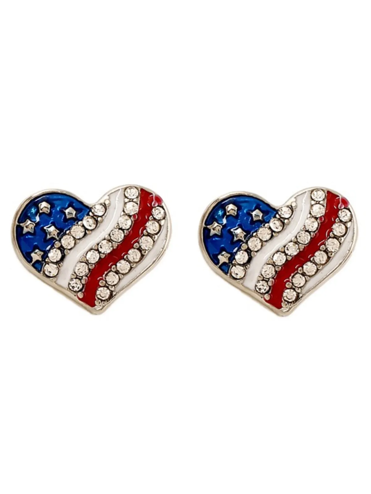 Red White and Blue Rhinestone Heart Necklace & Earrings Set sold by Retro Stage product image thumbnail 3