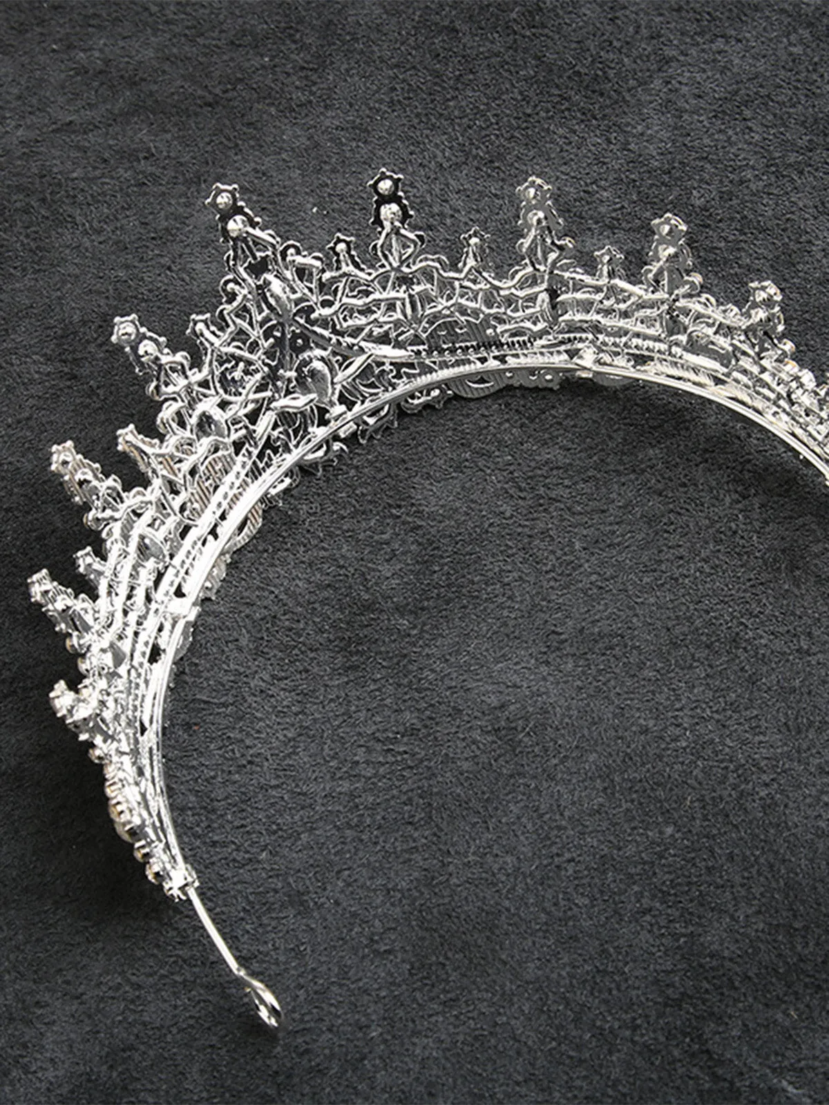 Silver Rhinestone Vintage Crown Headband sold by Retro Stage product image thumbnail 4