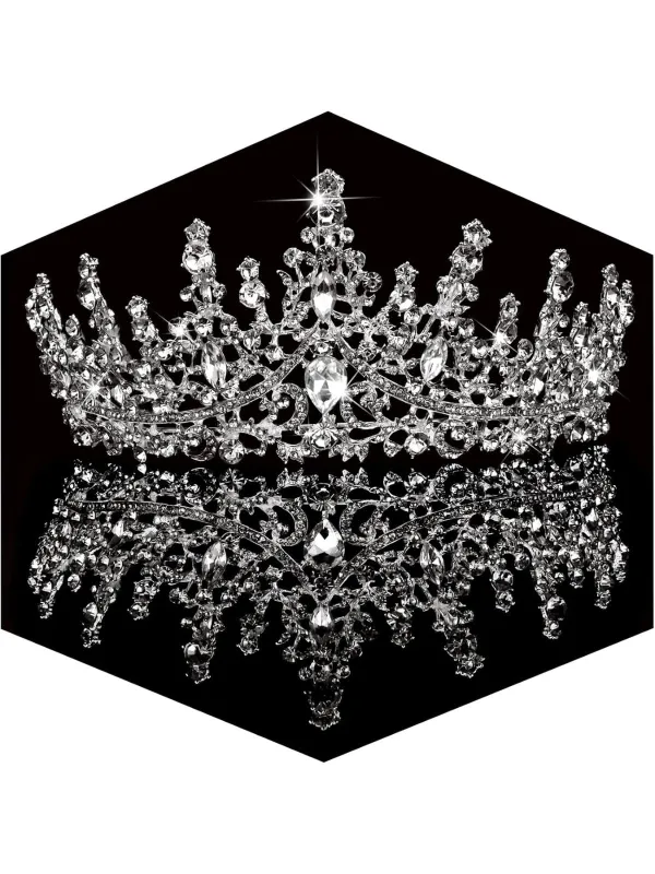 Silver Rhinestone Vintage Crown Headband made by Retro Stage