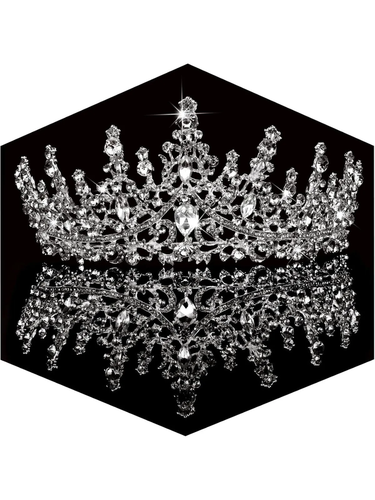 Silver Rhinestone Vintage Crown Headband sold by Retro Stage