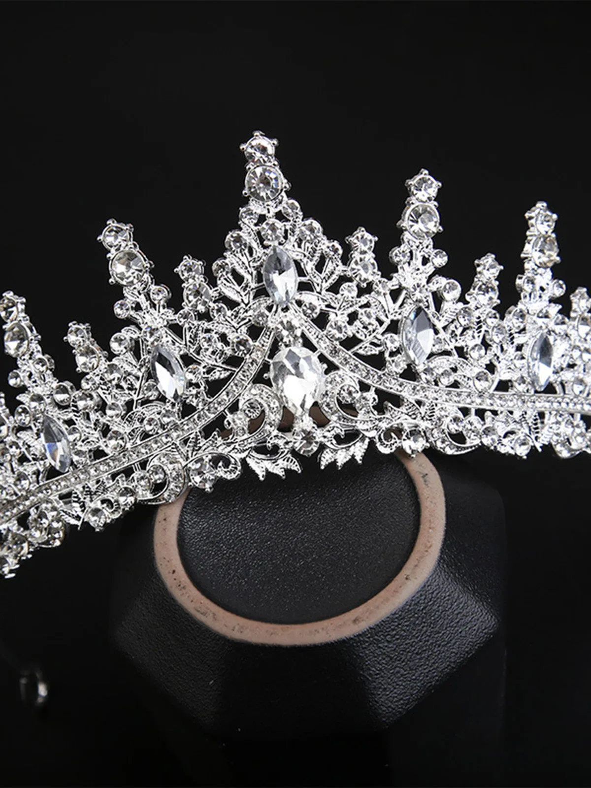 Silver Rhinestone Vintage Crown Headband sold by Retro Stage product image thumbnail 5