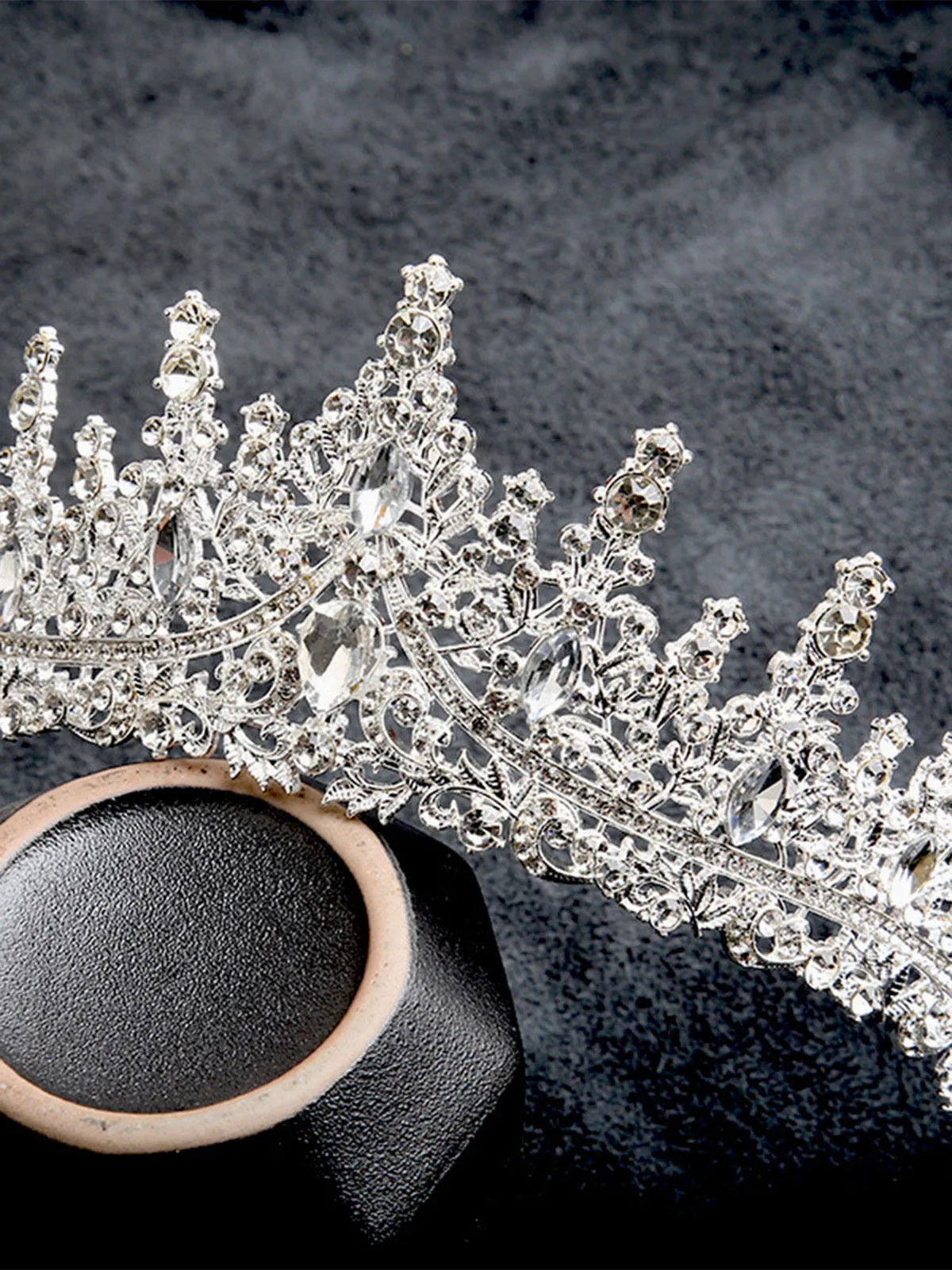 Silver Rhinestone Vintage Crown Headband sold by Retro Stage product image thumbnail 2