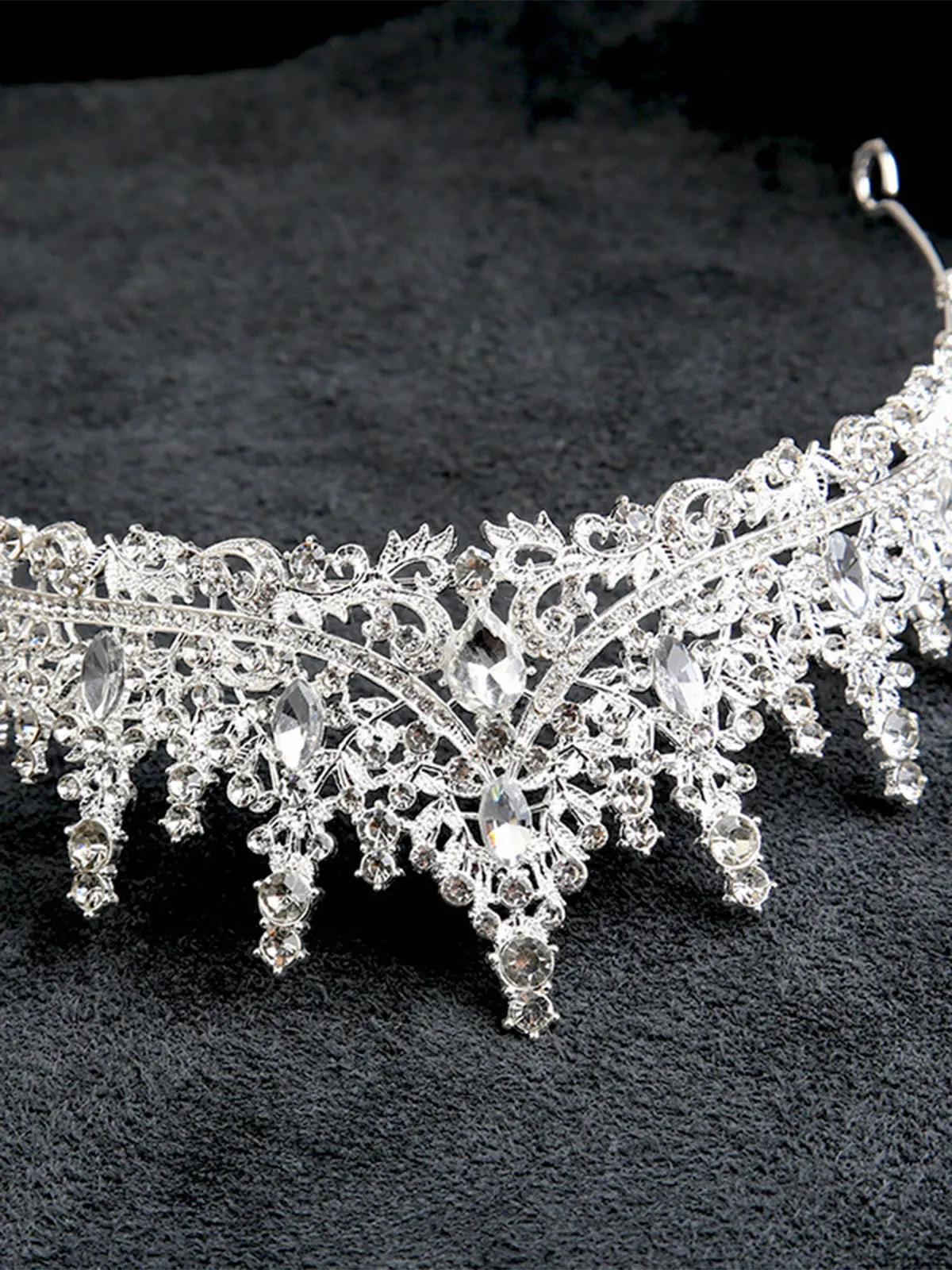 Silver Rhinestone Vintage Crown Headband sold by Retro Stage product image thumbnail 3