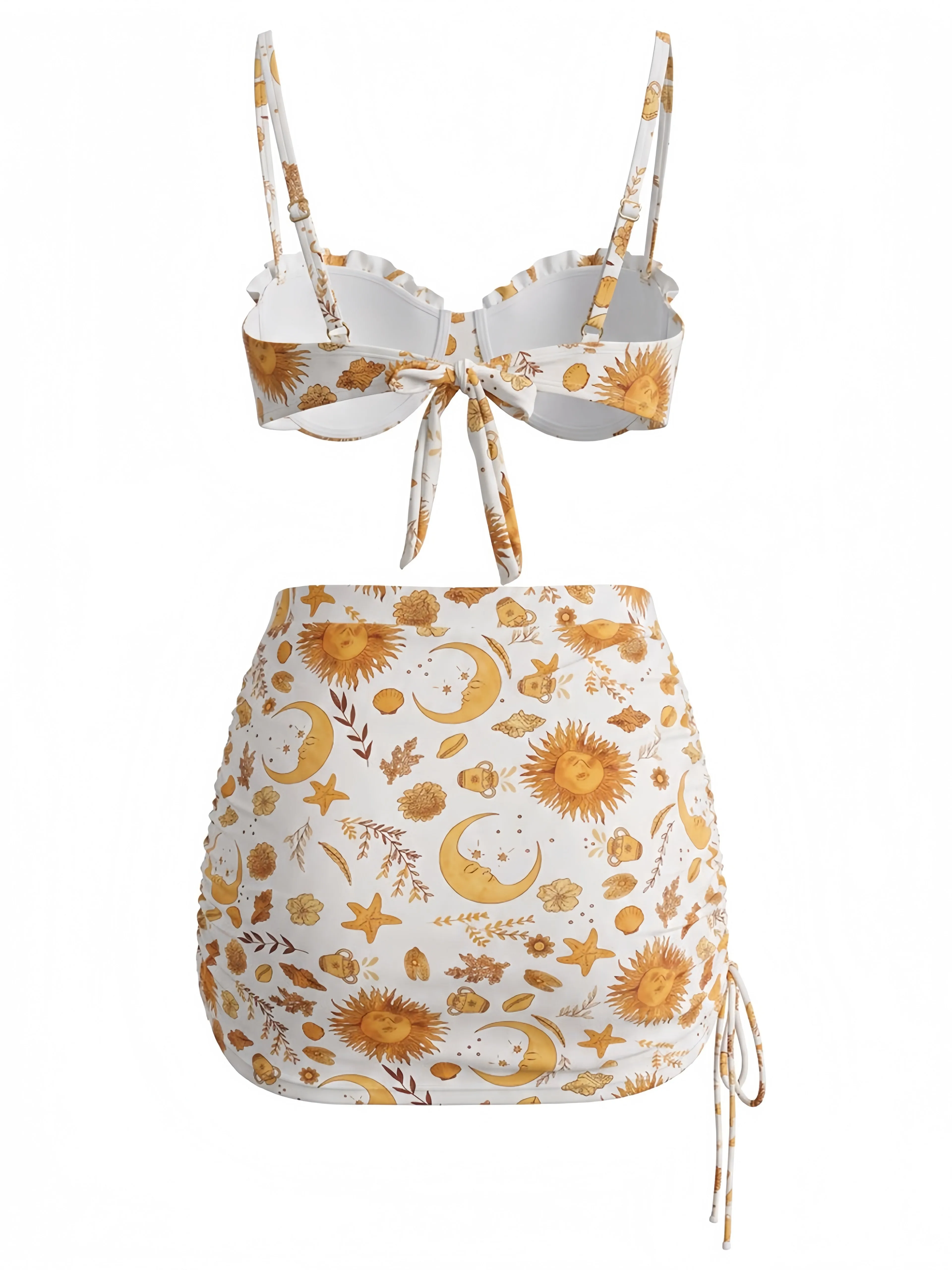 Yellow 1970s Celestial Print Bikini Set & Cove-Up sold by Retro Stage product image thumbnail 3