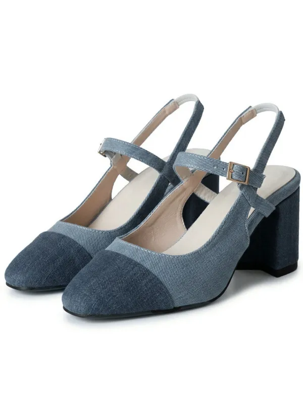 Pointed-Toe Ankle Strap Chunky-Heel Sandals made by Retro Stage
