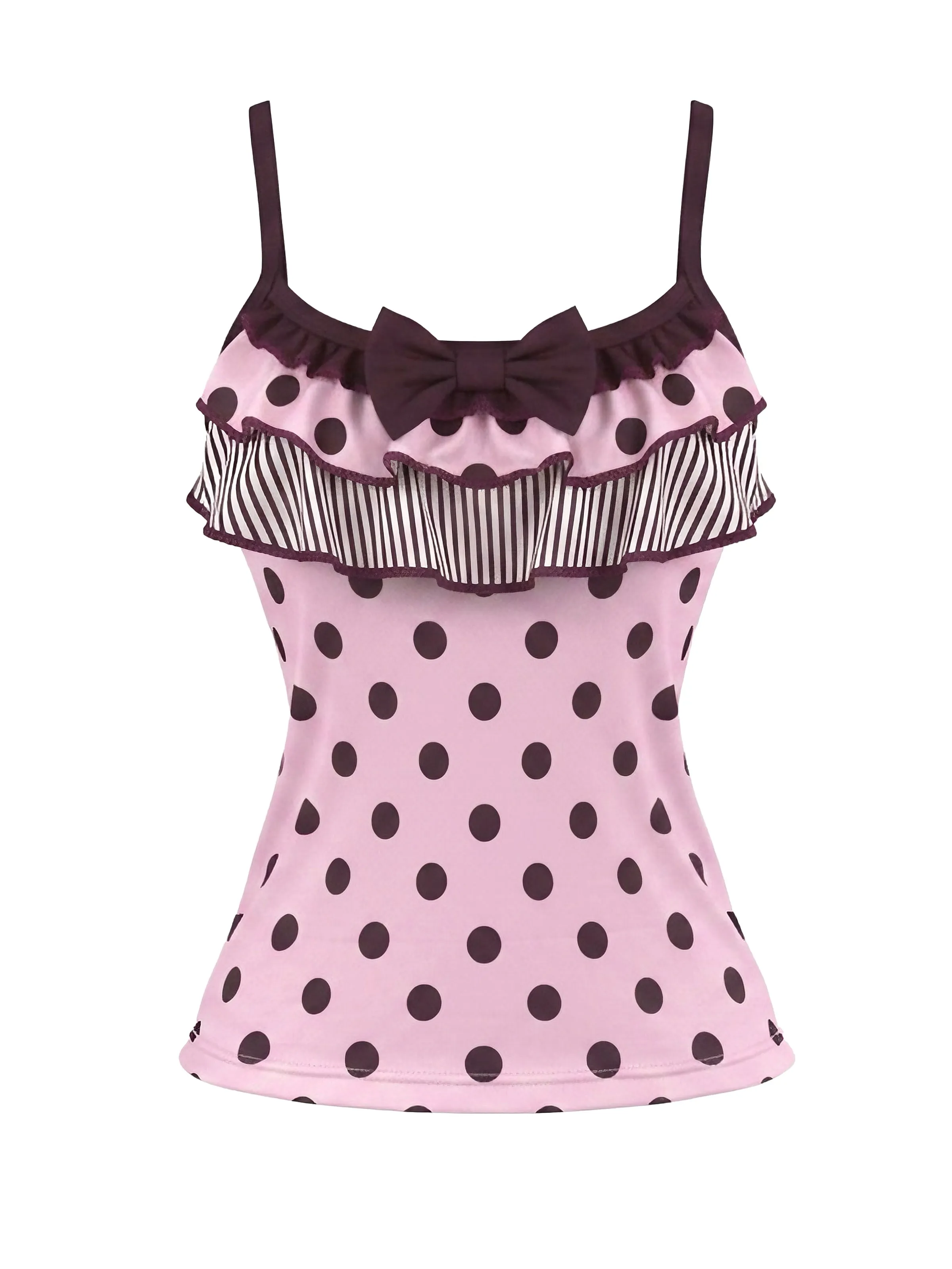 2PCS 1980s Polka Dot Sleeveless Tank Top & Layered Mini Skirt sold by Retro Stage product image thumbnail 5