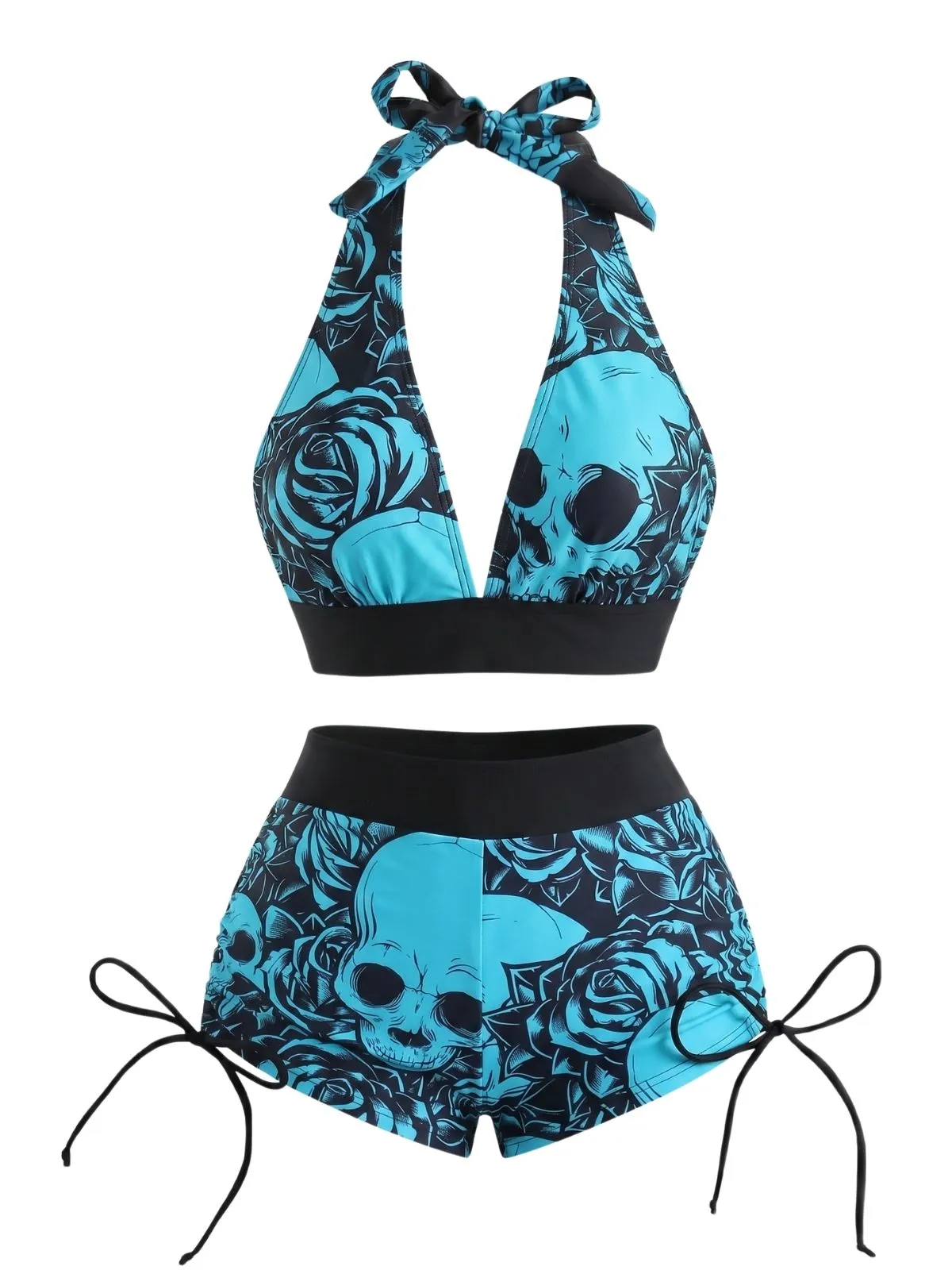1950s Skull Gothic Halter Bikini Set sold by Retro Stage