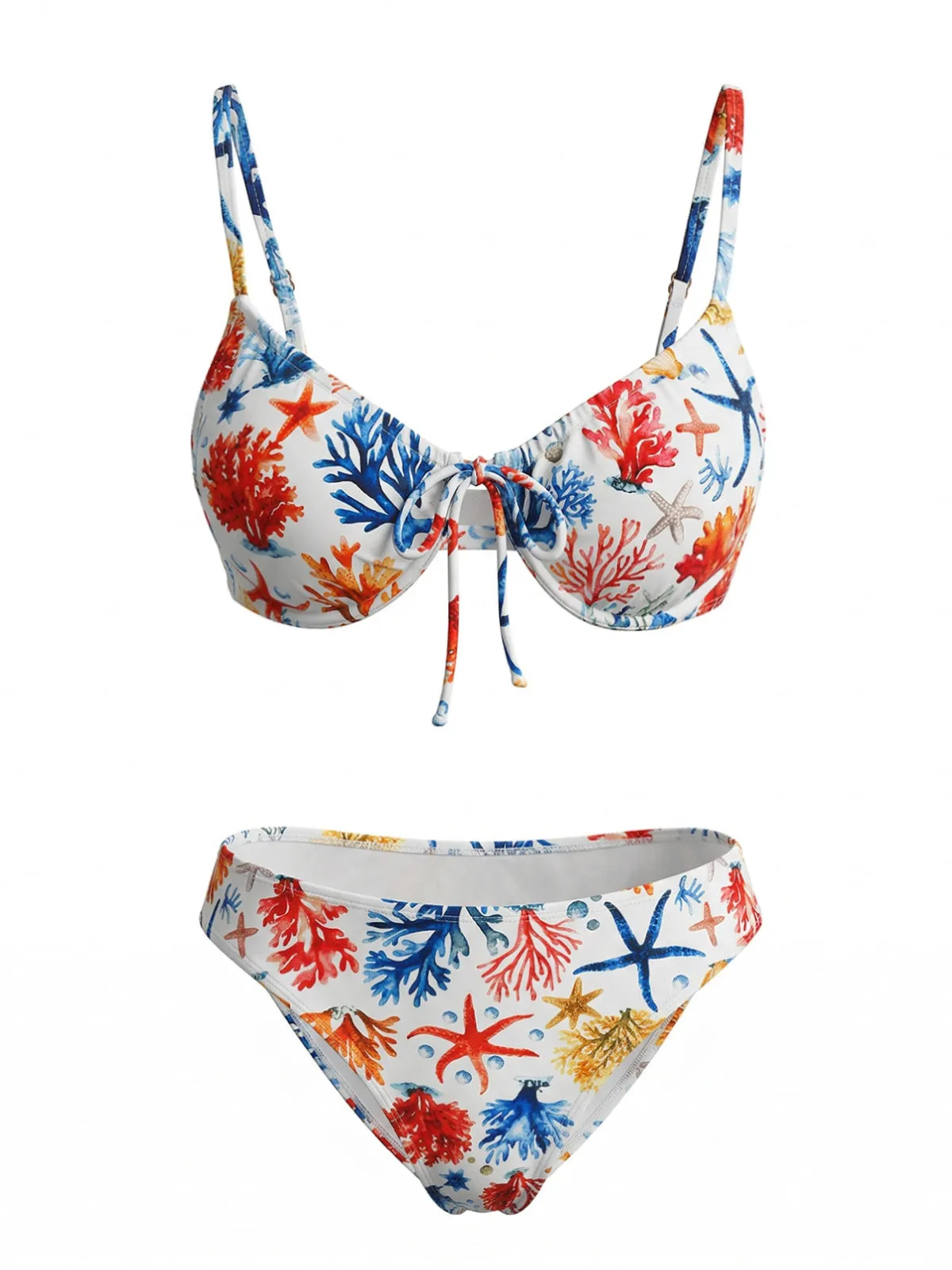 Blue 1950s Coral & Starfish Print Bikini Set sold by Retro Stage product image thumbnail 2