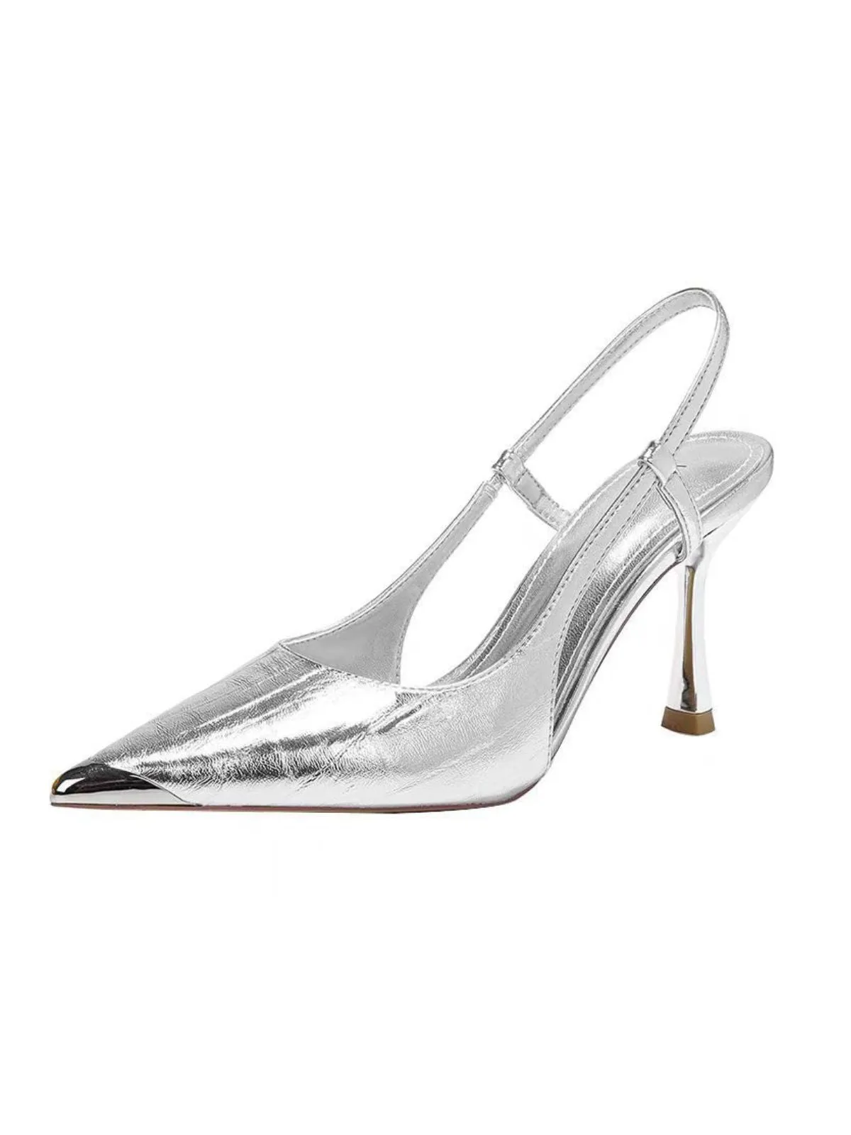 Metallic Pointed-Toe Slingback Pumps sold by Retro Stage product image thumbnail 4