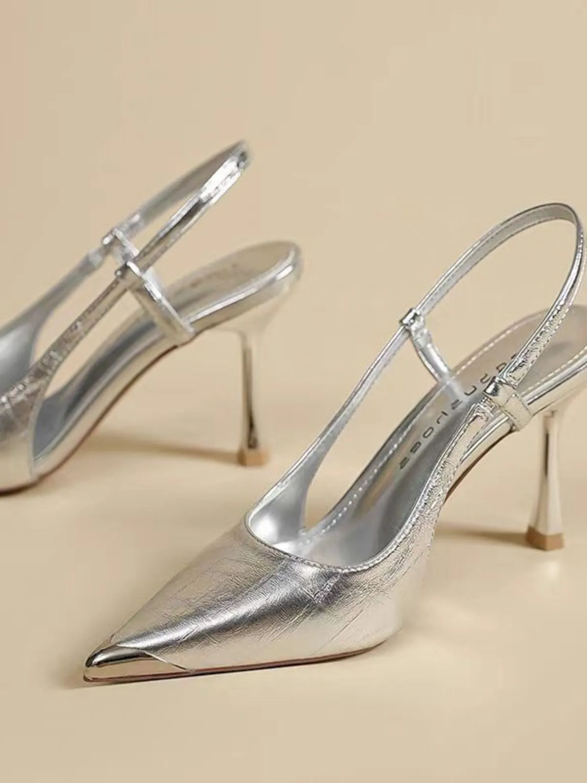 Metallic Pointed-Toe Slingback Pumps sold by Retro Stage product image thumbnail 5