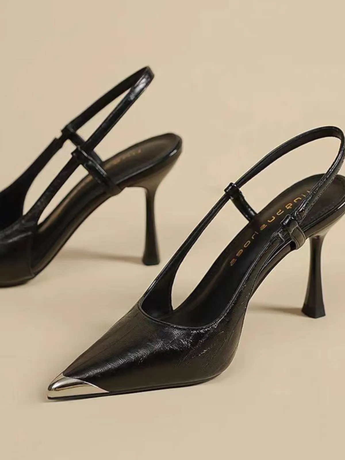 Metallic Pointed-Toe Slingback Pumps sold by Retro Stage product image thumbnail 3