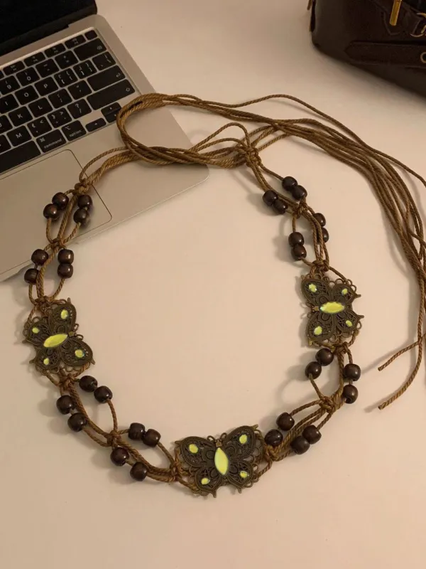 Bohemian Butterfly Beaded Waist Belt made by Retro Stage