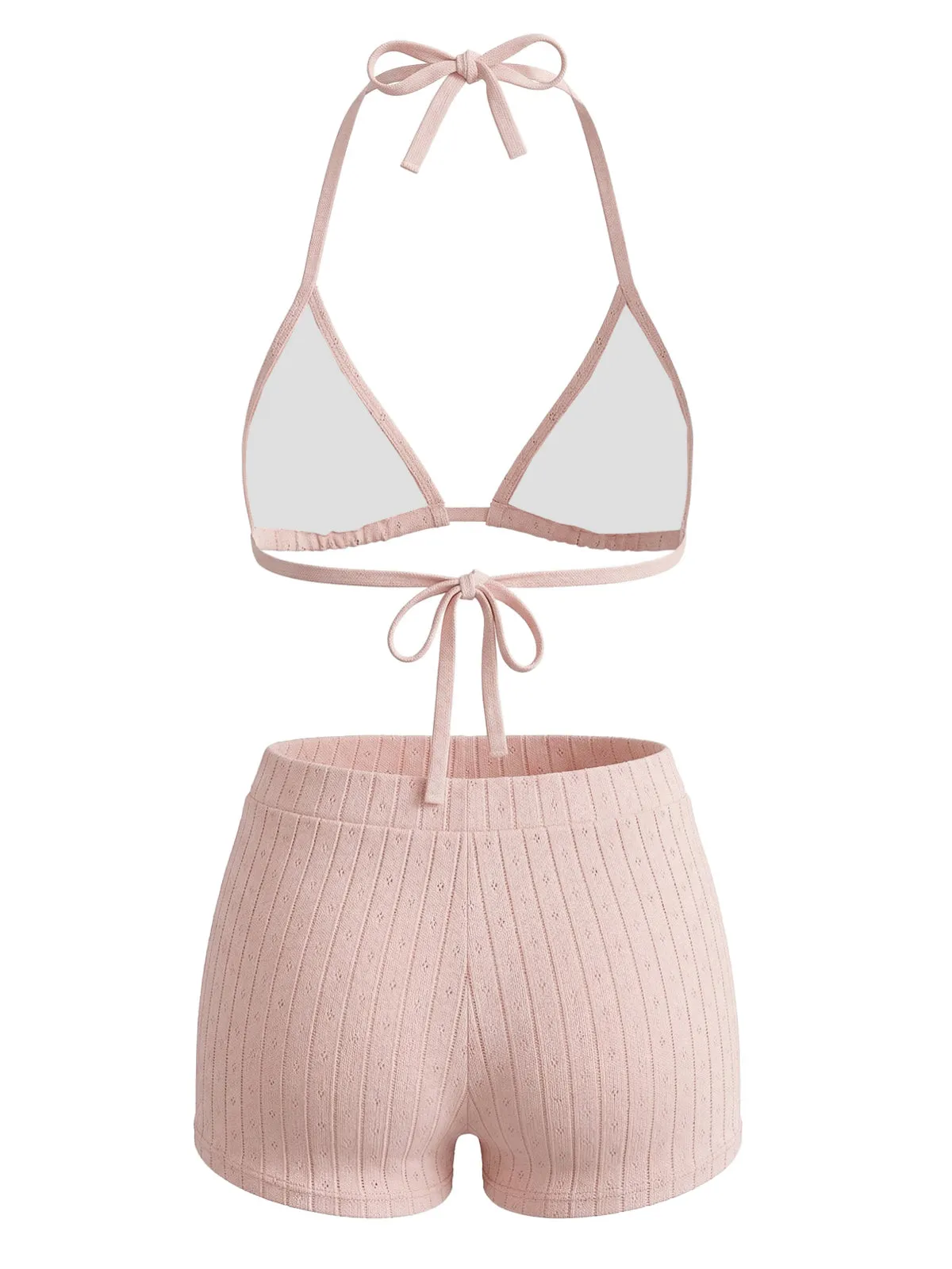 1940s Solid Halter Textured Triangle Bikini Set sold by Retro Stage product image thumbnail 3