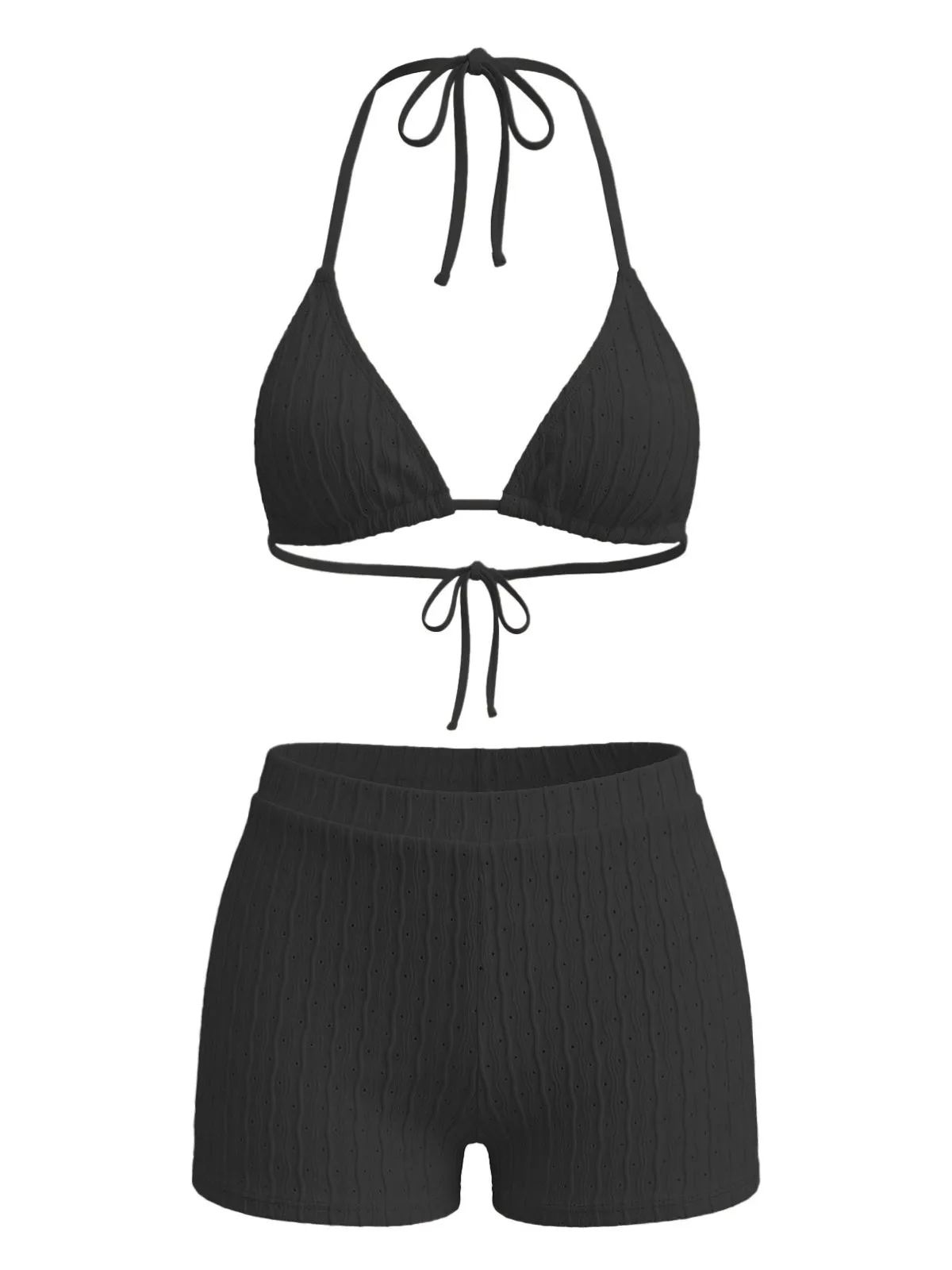 1940s Solid Halter Textured Triangle Bikini Set sold by Retro Stage product image thumbnail 4