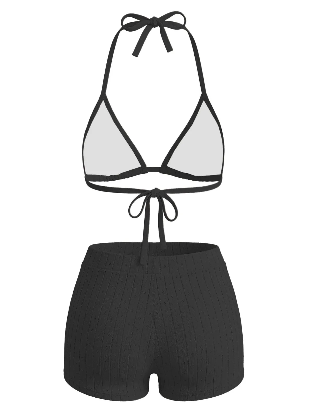 1940s Solid Halter Textured Triangle Bikini Set sold by Retro Stage product image thumbnail 5